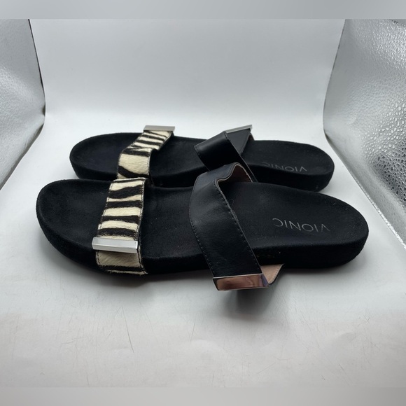 Vionic 341 Jura Black and Zebra Print Sandals size 7.5 - Picture 1 of 9